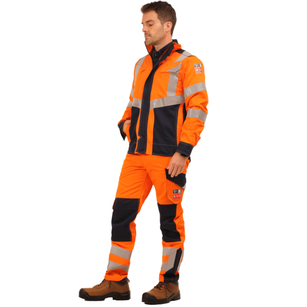 PANTALON IGNIFUGO ANTIESTÁTICO RISK H V  CURRENT NARANJO AZUL